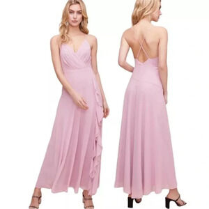 ASTR the Label Holland Ruffle Crepe Maxi Dress Gown Blush Lilac Pink Size Small